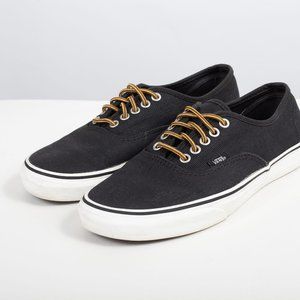 Vans x J Crew Authentic Low Top Black Heavy Canvas Brown Laces Size 9